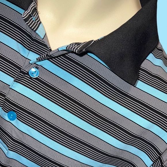 Peter Millar Summer Comfort Blue/Black Stripe Polo Shirt
Size Large - Picture 1 of 6